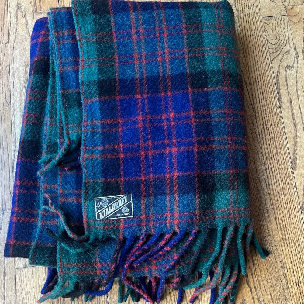 Killarney Tartan Wool Throw Blanket Kerry Woollen Mills Ireland 61" x 77" - Picture 10 of 11